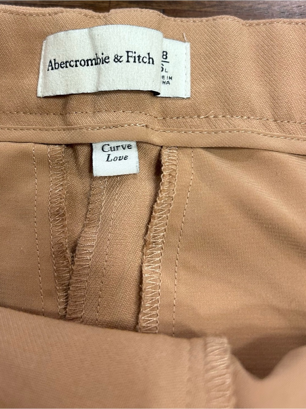 Abercrombie & Fitch Pants Size 28 Curve Love Sloane Tailored Wide Leg Tan - Picture 11 of 11